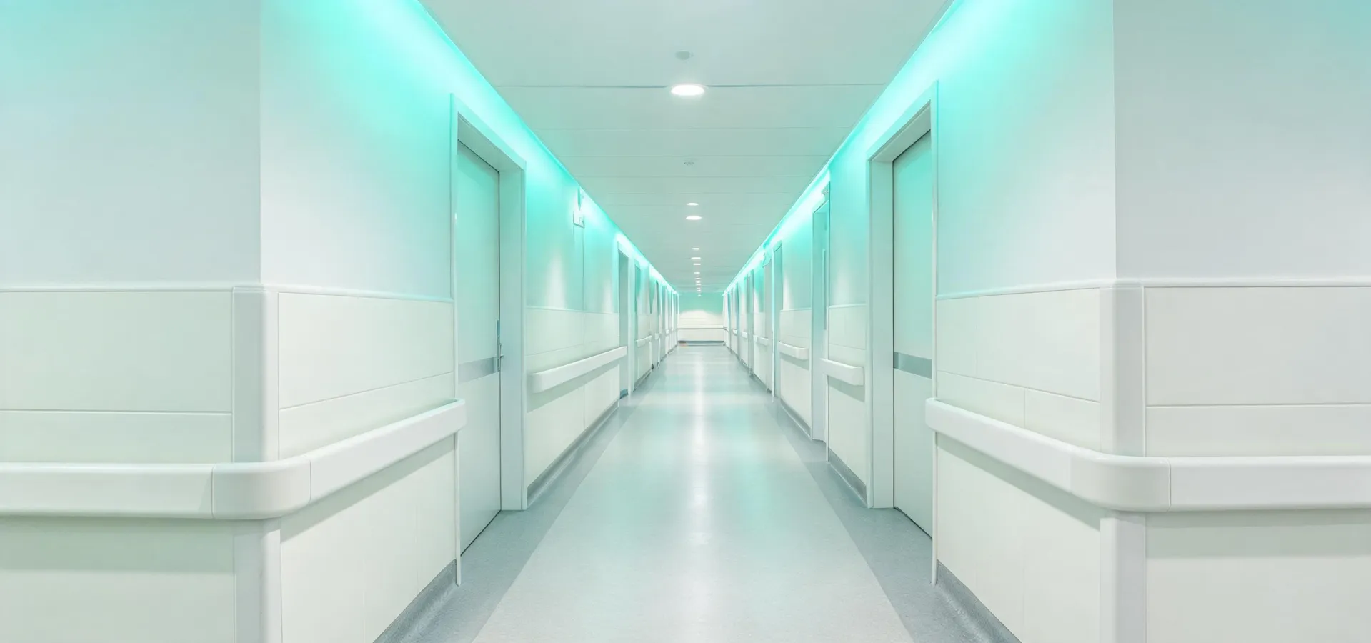 Hospital corridor with Acrovyn wall protection and corner guards