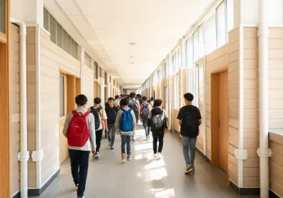 School hallway with corner guards